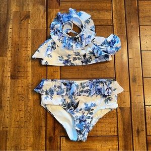 Size 6 Girl’s Zimmerman Blue & White Floral Bikini Swimsuit